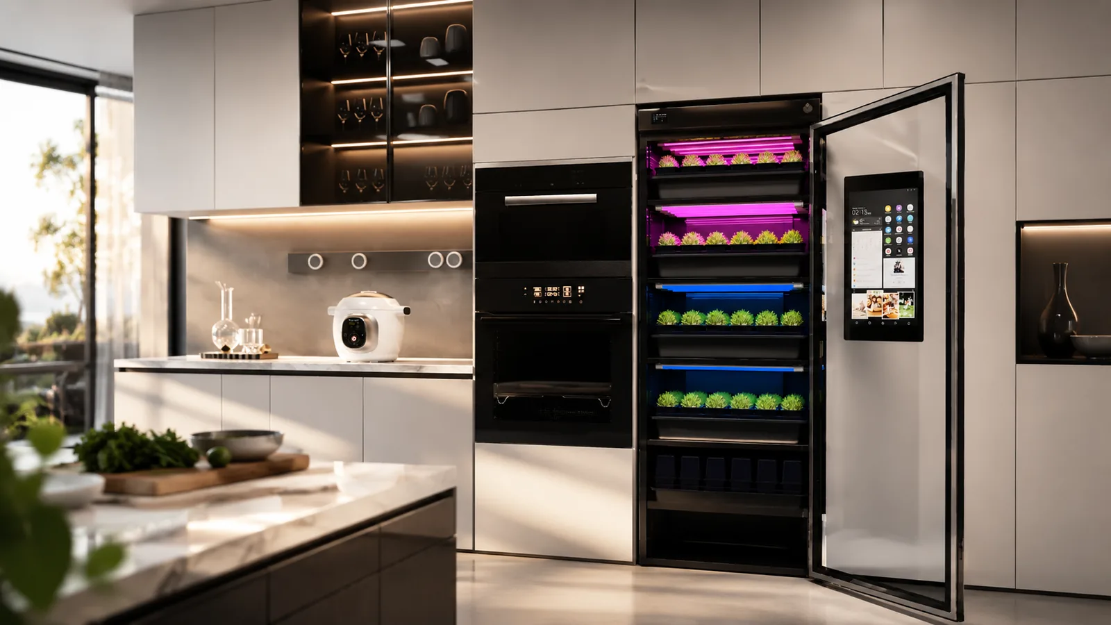 FarmCube Neo 5T built-in smart farm cabinet for fresh greens in premium kitchen spaces